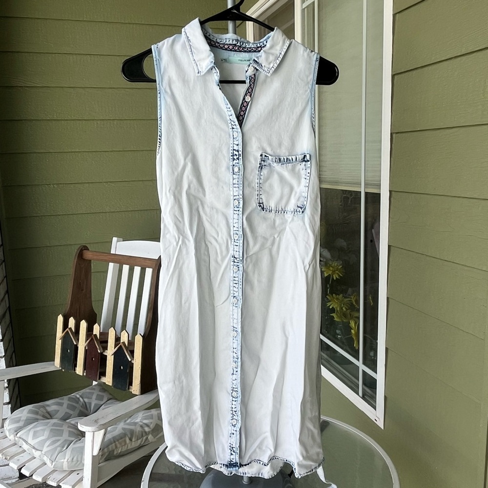 Maurices Light Blue Denim Sleeveless Dress